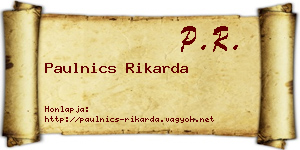 Paulnics Rikarda névjegykártya